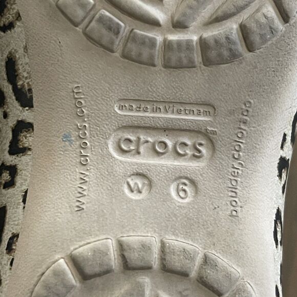 Crocs Kadee Animal Print Shoes Womens Size 6 Beige Slip On Slingback - Picture 5 of 7